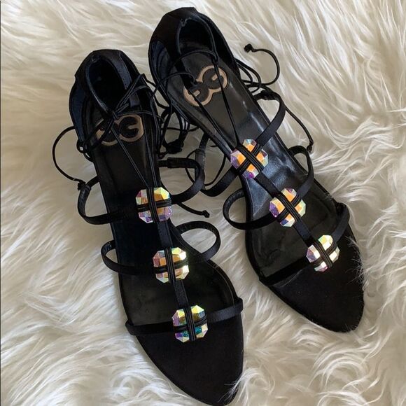 Escada Shoes - Escada Y2K Iridescent Jeweled Sandals